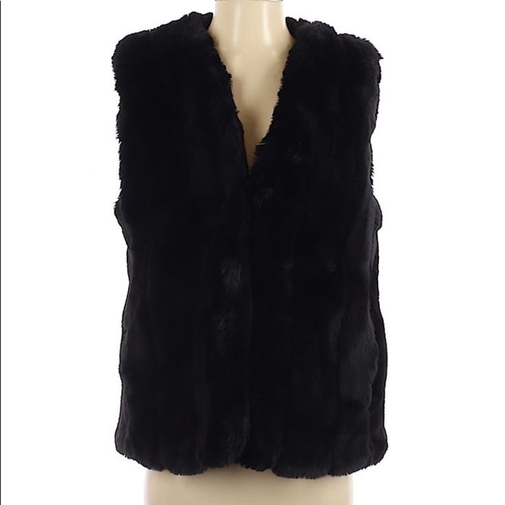 DKNY Black Fur Vest size Large